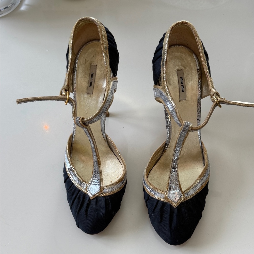 Miu Miu Black and Silver Heels